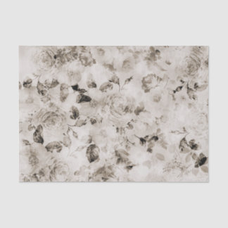 Vintage shabby elegant white grey roses floral tissue paper