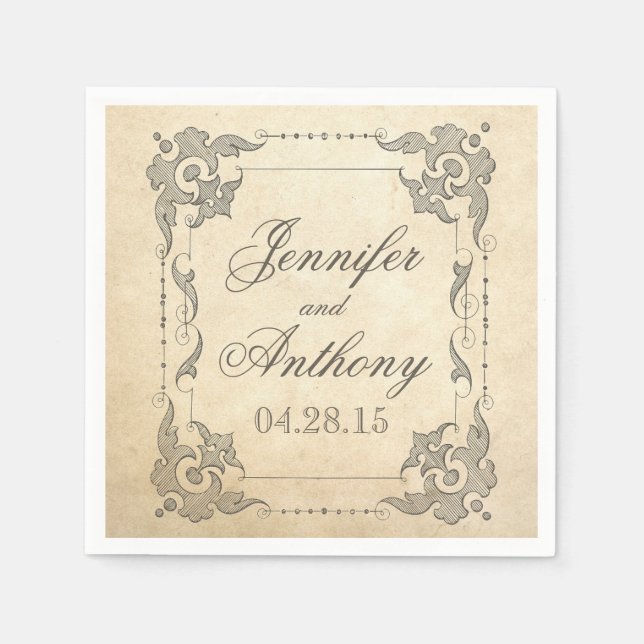 vintage shabby wedding napkin (Front)