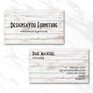 Vintage Shabby White Wood Business Card