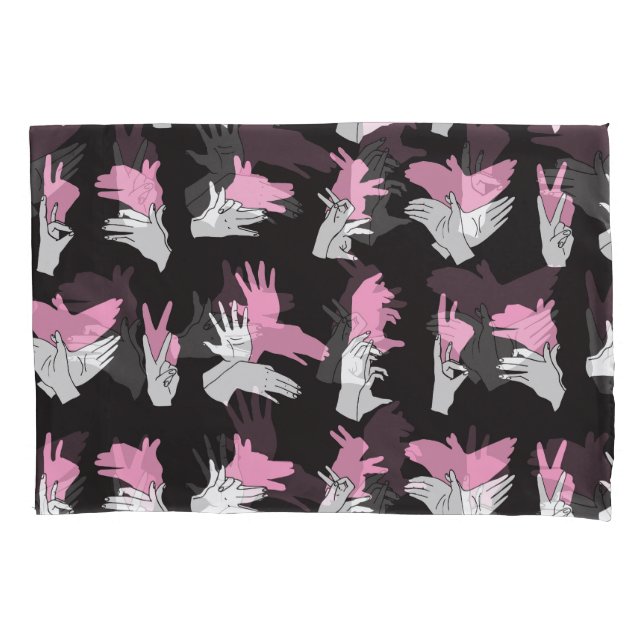 Vintage Shadow Hand Pattern Design Pillowcase (Front)