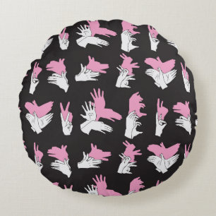 Vintage Shadow Hand Pattern Design Round Cushion
