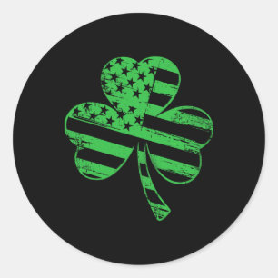 Vintage Shamrock American Flag St Patricks Day Sai Classic Round Sticker