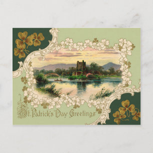Vintage Shamrock Castle St Patrick's Day Card