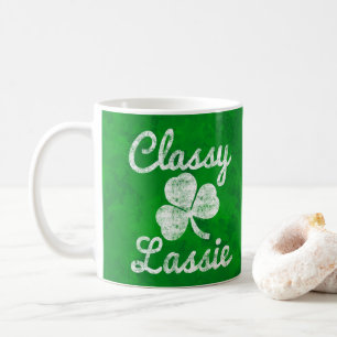 Vintage Shamrock Classy Lassie St. Patricks Day Coffee Mug