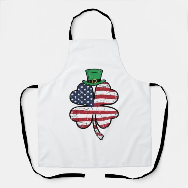 Vintage Shamrock Flag St. Patricks Day Apron (Front)