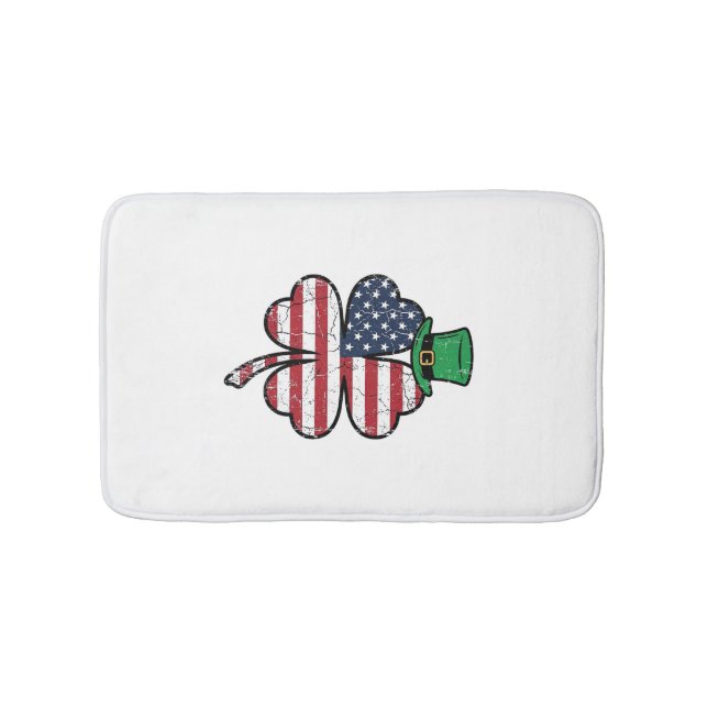 Vintage Shamrock Flag St. Patricks Day Bath Mat (Front)