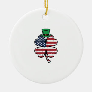 Vintage Shamrock Flag St. Patricks Day Ceramic Tree Decoration