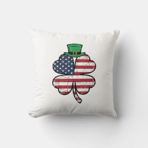 Vintage Shamrock Flag St. Patricks Day Cushion