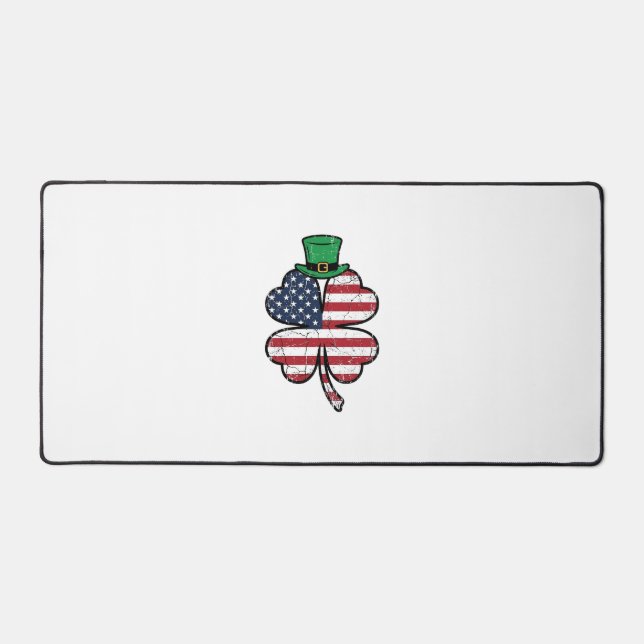 Vintage Shamrock Flag St. Patricks Day Desk Mat (Front)