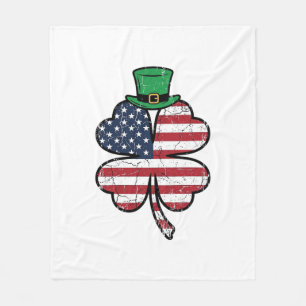 Vintage Shamrock Flag St. Patricks Day Fleece Blanket