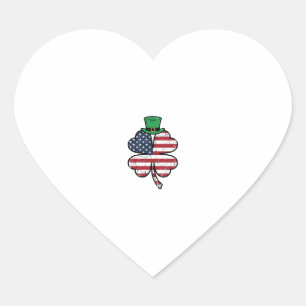 Vintage Shamrock Flag St. Patricks Day Heart Sticker