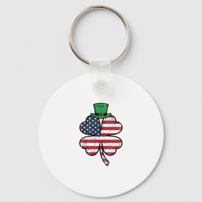 Vintage Shamrock Flag St. Patricks Day Key Ring (Front)