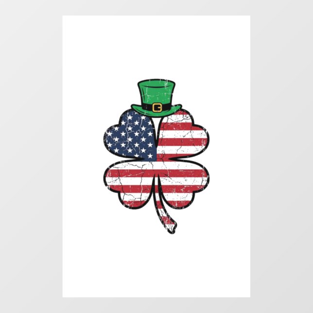 Vintage Shamrock Flag St. Patricks Day Window Cling (Sheet)