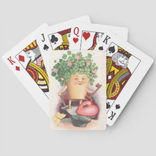 Vintage Shamrock Heart and Key St Patrick's Day Playing Cards