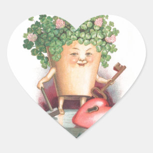 Vintage Shamrock Heart and Key St Patrick's Day Sticker