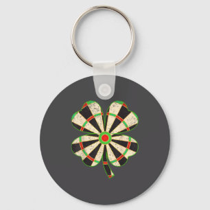 Vintage Shamrock Leaf Lucky Darts St. Patrick's Da Key Ring