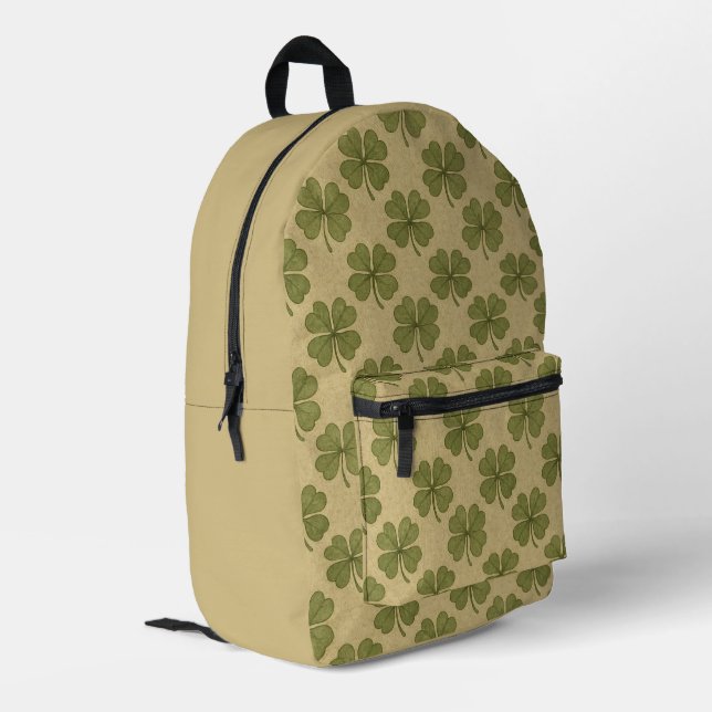 Vintage, shamrock Saint Patrick's Day Printed Backpack (Back Corner Left)