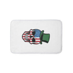 Vintage Shamrock Skull Flag Vector Design_1 Bath Mat