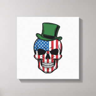 Vintage Shamrock Skull Flag Vector Design_1 Canvas Print