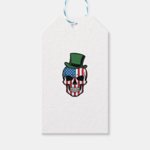 Vintage Shamrock Skull Flag Vector Design_1 Gift Tags