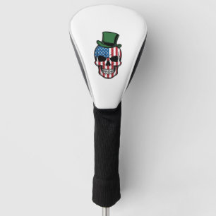 Vintage Shamrock Skull Flag Vector Design_1 Golf Head Cover