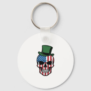 Vintage Shamrock Skull Flag Vector Design_1 Key Ring