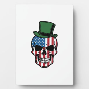 Vintage Shamrock Skull Flag Vector Design_1 Plaque