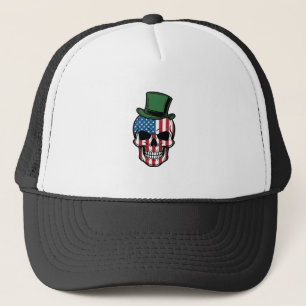 Vintage Shamrock Skull Flag Vector Design_1 Trucker Hat
