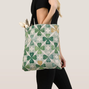 Vintage Shamrocks Green and Gold Tote Bag