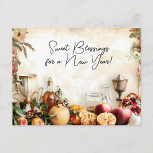 Vintage Shana Tova U'Metuka! customisable Postcard