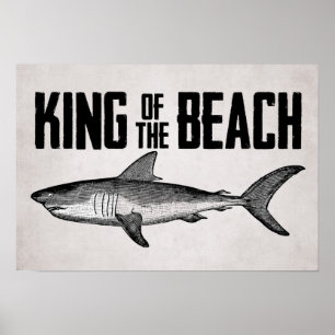 Vintage Shark Beach King Poster