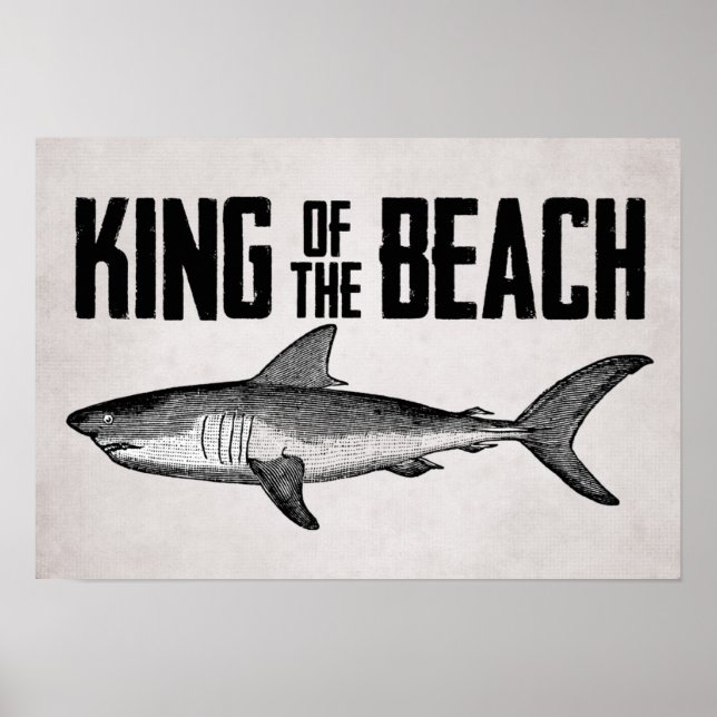 Vintage Shark Beach King Poster (Front)