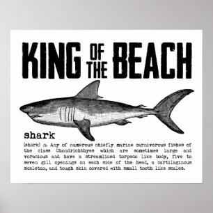 Vintage Shark Beach King Poster