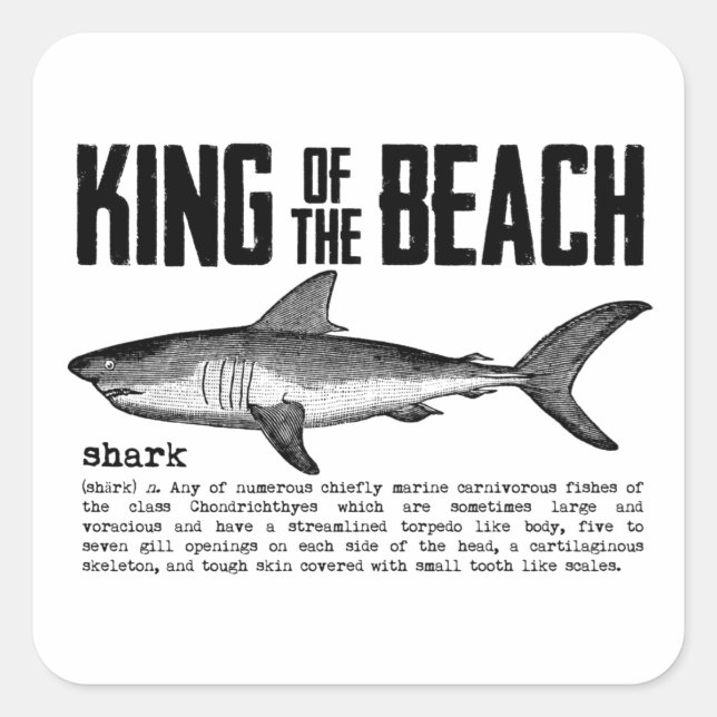 Vintage Shark Beach King Square Sticker (Front)