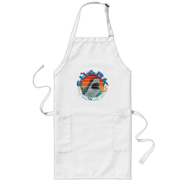Vintage shark fisherman fishing gift  long apron (Front)