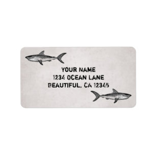 Vintage Shark Ocean Address Label
