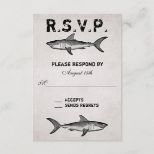 Vintage Shark ~ Ocean Beach Wedding RSVP Card