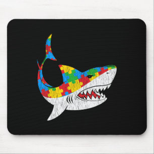 Vintage Shark Puzzle Autistic Kids Autism Awarenes Mouse Mat