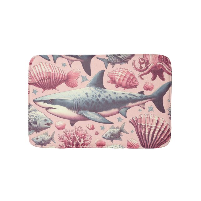 Vintage Shark Seamless Bath Mat (Front)