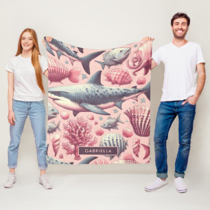Vintage Shark Seamless Fleece Blanket