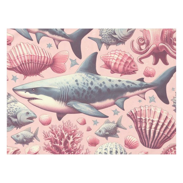 Vintage Shark Seamless Tablecloth (Front (Horizontal))