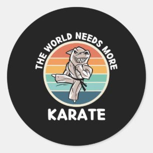 Vintage Shark The World Needs More Karate Retro Ka Classic Round Sticker