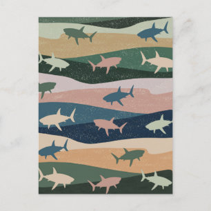 VINTAGE SHARK WAVE  POSTCARD