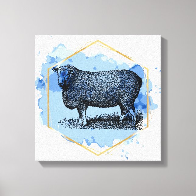 Vintage sheep canvas print (Front)