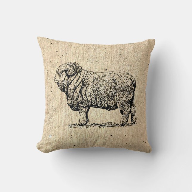 Vintage Sheep Cushion (Front)