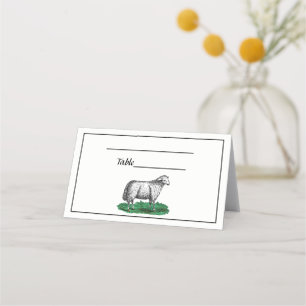 Vintage Sheep Ewe Farm Animals Drawing C Place Card