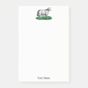 Vintage Sheep Ewe Farm Animals Drawing C Post-it Notes
