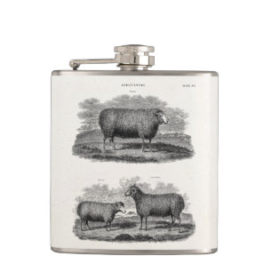 Vintage Sheep Ewe Farm Animals Retro Ewes Hip Flask