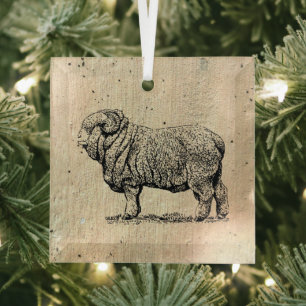 Vintage Sheep Glass Tree Decoration