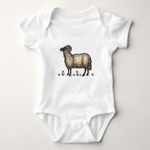 Vintage Sheep Illustration: Farm Classic Art Baby Bodysuit